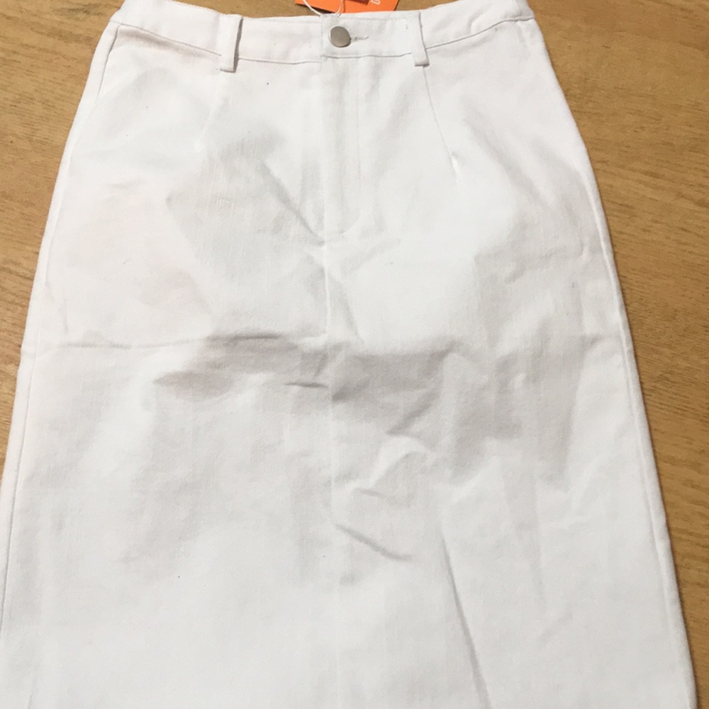 White jean pencil skirt